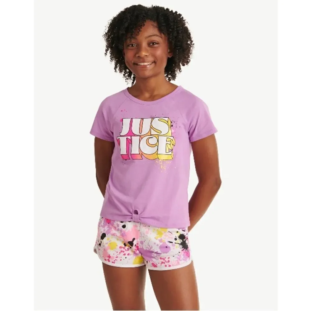 Justice Girls Lightweight Knot Front Shirt & Tank Top 2-Count Size S (7/8)